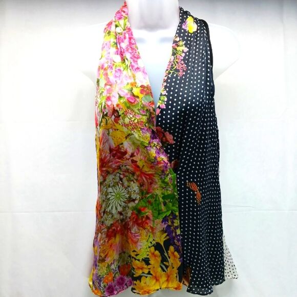 Single by Los Angeles Floral/ Poke-a-dot Artwear Silk Lined Halter Blouse Small. - Picture 1 of 13